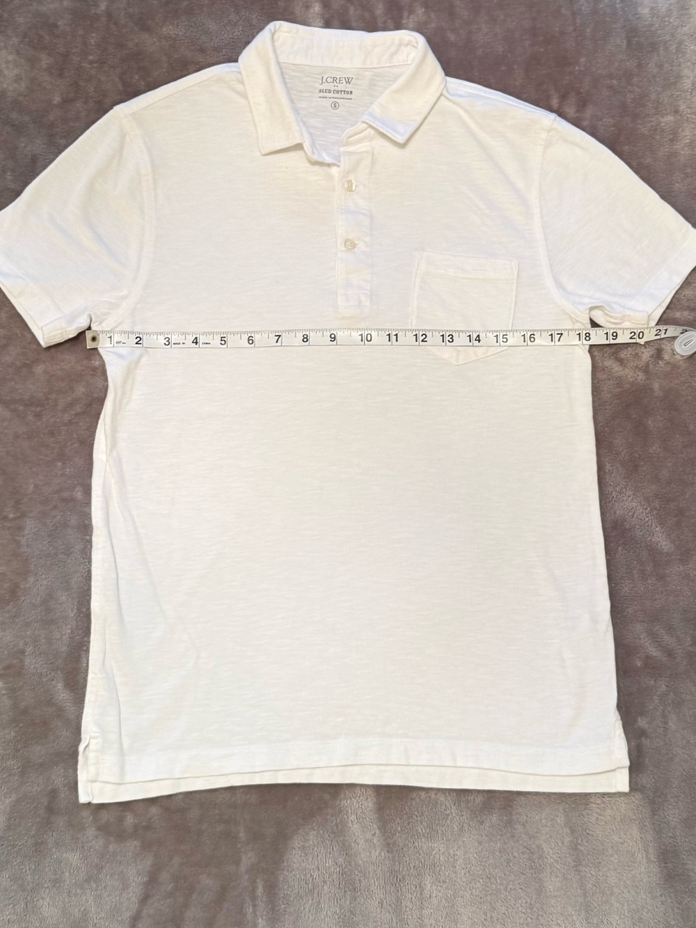 J. Crew | Slub Cotton White Men's Polo with Chest Pocket | Size = S - Picture 4 of 6